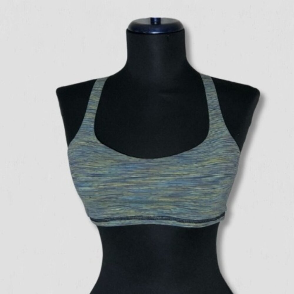 Lululemon Free to Be Bra Wild Sports Padded Strappy Blue Yellow Extra Small